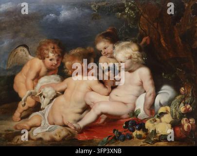 Peter Paul Rubens, Christ avec l'Enfant Saint Jean et les anges, années 1620, Gemäldegalerie, Berlin Banque D'Images