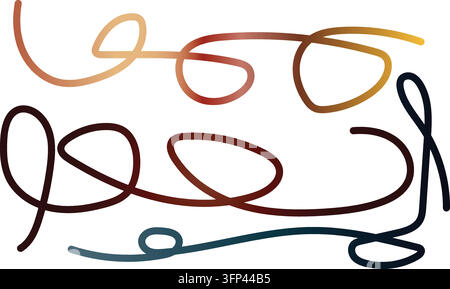 Lignes ondulées stylisées dans des nuances de brun et d'orange sur blanc. Illustration artistique, décorative et créative de lignes. Illustration de Vecteur