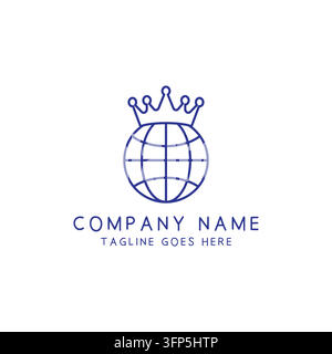 Concept graphique de badge linéaire Planète du Monde Impérial pour l'identité de marque d'entreprise Illustration de Vecteur