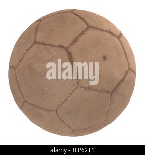 Un ballon de football marron avec un motif hexagonal, parfait pour les sports de plein air et l'amusement Banque D'Images