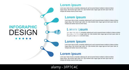 Modèle de conception d'infographie vectorielle pour entreprise, diagramme circulaire en demi-cercle divisé en secteurs et processus. Illustration de Vecteur