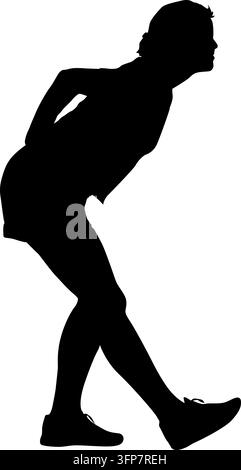 Silhouette noire d'une femme dansant dans une pose expressive isolée sur fond blanc Illustration de Vecteur