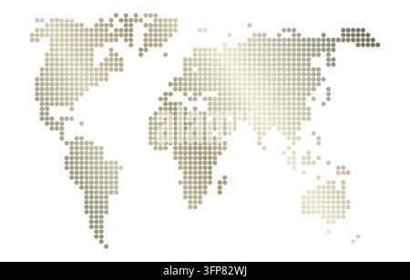 Conception stylisée d'une carte du monde en format pointillé pour une représentation géographique moderne Illustration de Vecteur