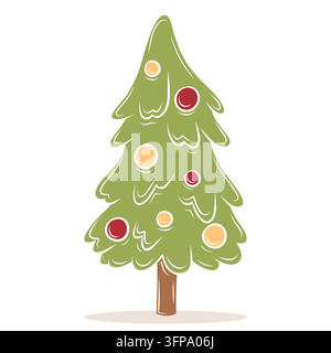 Illustration vectorielle d'un sapin de Noël décoré Illustration de Vecteur