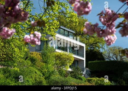 Villa moderne exquise à Hambourg dans le nord de l'Allemagne au printemps, Allemagne du Nord Banque D'Images