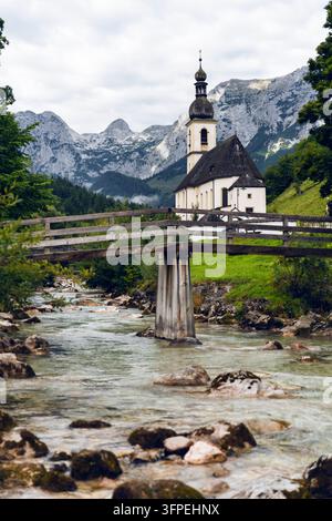 Église paroissiale Saint-Sébastien à Ramsau, Parc national de Berchtesgaden, Bavière, Allemagne Banque D'Images