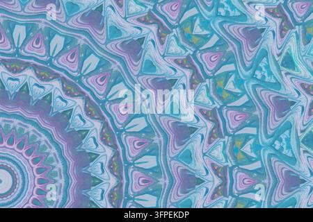 Design abstrait vif mettant en vedette des formes géométriques complexes dans des tons bleus et roses, créant une expérience visuelle captivante. L'œuvre d'art présente swi Banque D'Images
