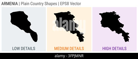 Arménie - forme de pays plat. Cartes de faible, moyenne et haute détail de l'Arménie. Illustration vectorielle EPS8. Illustration de Vecteur