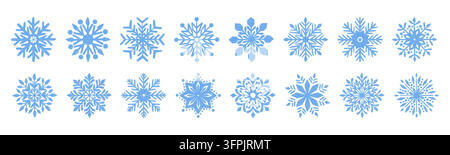 Collection de flocons de neige dessinés à la main avec texture de crayon. Icônes de neige hivernales en style croquis pour conception de Noël et motifs festifs. Illustrations vectorielles isolées pour les fêtes. Flocons de neige en craie bleue ou pastel Illustration de Vecteur
