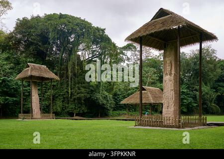Stèle dans les ruines mayas de Quiriguá, Guatemala, Amérique centrale Banque D'Images
