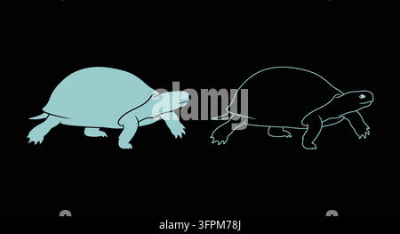 Illustration vectorielle minimaliste d'icône de tortue marchante ou silhouette de tortue Illustration de Vecteur