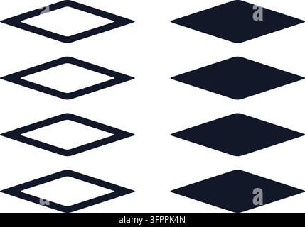 Ensemble de formes diamantaires isométriques noires et d'icônes vectorielles géométriques isolées sur fond blanc Illustration de Vecteur