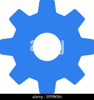 Engrenage bleu simple, icône vectorielle plate pour les paramètres, l'ingénierie et la configuration, isolé sur fond blanc. Illustration de Vecteur