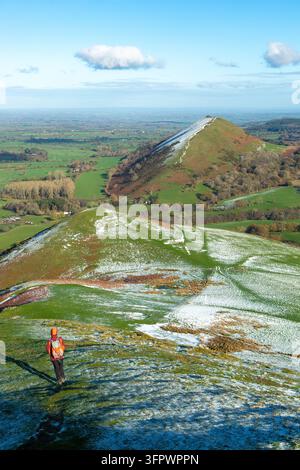 La colline de Lawley vue depuis les pentes de Caer Caradoc dans les Shropshire Hills, Angleterre Banque D'Images