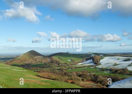 La colline de Lawley vue depuis les pentes de Caer Caradoc dans les Shropshire Hills, Angleterre Banque D'Images