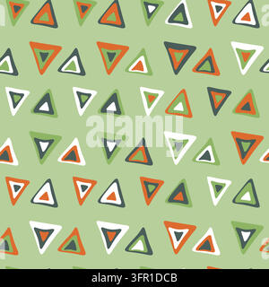 Motif sans couture avec impression d'art décorative triangle. Fond de mosaïque arc-en-ciel polygonal. Illustration vectorielle abstraite. Graphique triangulaire simple Illustration de Vecteur