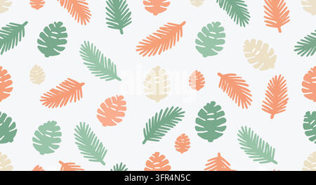 Motif sans couture botanique de branche et cône de pin d'hiver Illustration de Vecteur