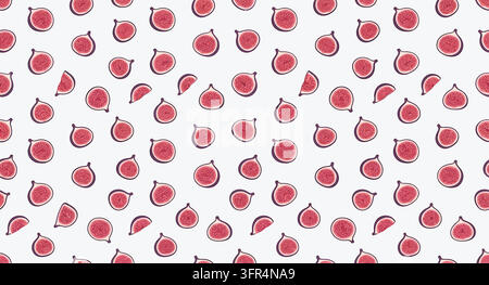 Motif de tranches de figues fraîches avec répétition de fruits rouges Illustration de Vecteur