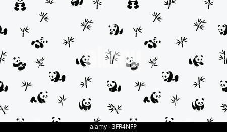 Pandas et pousses de bambou motif sans couture avec créativité animale Illustration de Vecteur