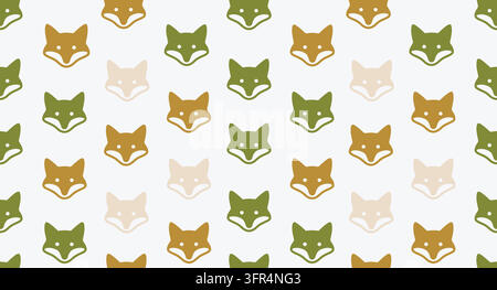 Motif répétitif de têtes de renards mignonnes avec prédateur de la faune sans couture Illustration de Vecteur