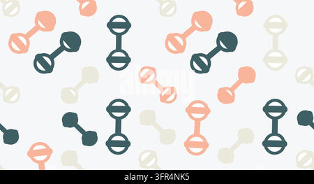 Motif sans couture mettant en vedette des haltères et des équipements de fitness sur fond blanc Illustration de Vecteur