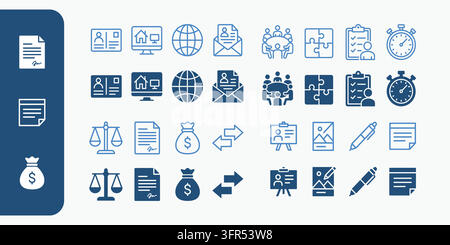 Ensemble d'icônes bleues corporatives représentant des symboles d'affaires et de communication Illustration de Vecteur