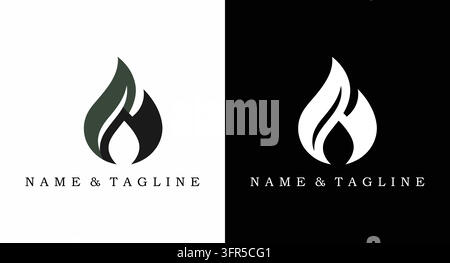 Design élégant de logo en flamme stylisée avec détail de feuille pour services de chaleur éco Illustration de Vecteur
