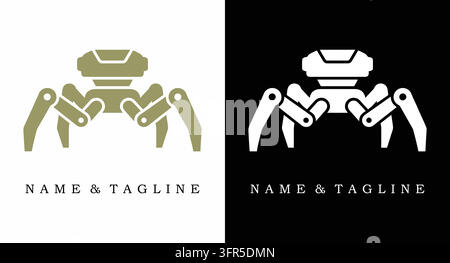 Logo concept de robot araignée mécanique avec pattes segmentées articulées Illustration de Vecteur