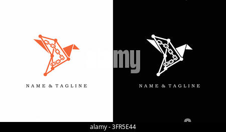 Design de logo oiseau en papier origami avec constellations géométriques pour créatifs Illustration de Vecteur