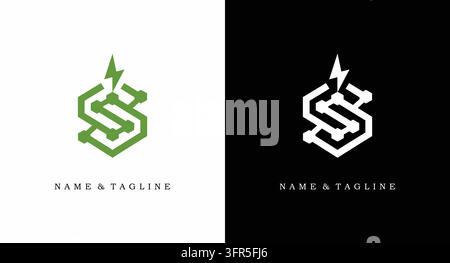 Design moderne de logo en lettre s intégré avec un éclair électrique symbolisant la puissance Illustration de Vecteur