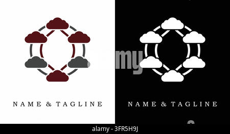 Symbole de logo de réseau cloud connecté pour l'infrastructure numérique avec computing Illustration de Vecteur