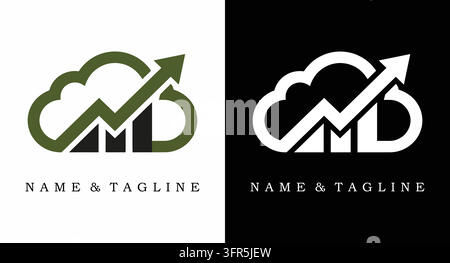 Logo de graphique de croissance en nuage avec une flèche orientée vers le haut pour le succès financier Illustration de Vecteur