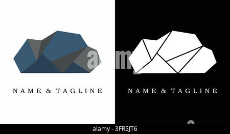 Logo abstrait en forme de nuage géométrique polygonal avec branding Illustration de Vecteur