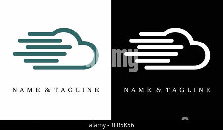 Modèle de conception de logo de vitesse de données cloud rapide avec streaming Illustration de Vecteur