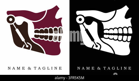 Logo médical dentaire de l'anatomie de la mâchoire humaine avec détails Illustration de Vecteur