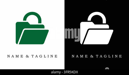 Conception de logo pour le stockage de documents dans des dossiers sécurisés avec élément de sécurité Web Illustration de Vecteur