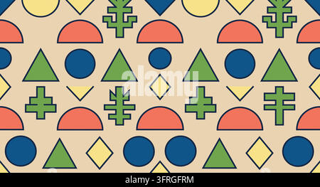 Motif géométrique sans joint avec diverses formes sur un fond coloré doux Illustration de Vecteur