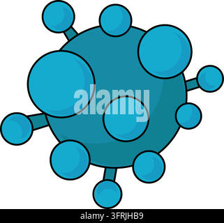 Structure de cellule virale moléculaire chimie contour bleu élément vectoriel. Conception graphique de laboratoire scientifique Illustration de Vecteur