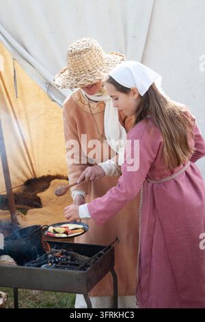 camp d-bagages reconstitution de la bataille de Hastings reconstitution Banque D'Images