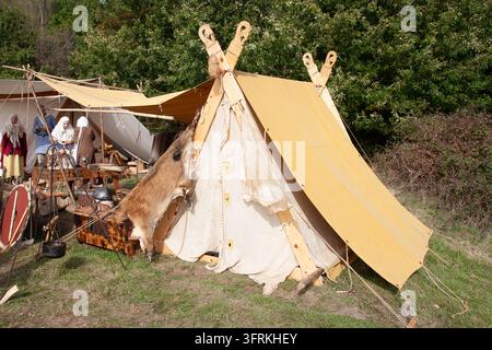 camp d-bagages reconstitution de la bataille de Hastings reconstitution Banque D'Images