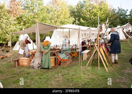 camp d-bagages reconstitution de la bataille de Hastings reconstitution Banque D'Images