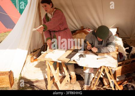 camp d-bagages reconstitution de la bataille de Hastings reconstitution Banque D'Images