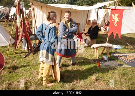 camp d-bagages reconstitution de la bataille de Hastings reconstitution Banque D'Images