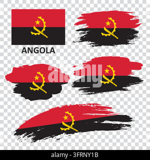 Ensemble de drapeaux de l'Angola sur fond transparent Illustration de Vecteur