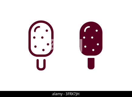 Ensemble vectoriel d'une délicieuse barre de glace aux amandes en style minimaliste de lignes et en styles monochromes remplis solides Illustration de Vecteur