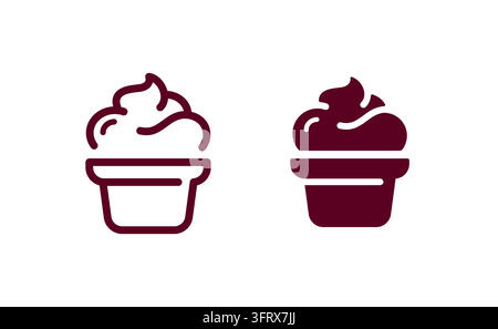Icône vectorielle de coupe de glace en ligne et remplie pour les menus de friandises d'été, les logos de glaciers, les applications de nourriture et le branding de desserts Illustration de Vecteur