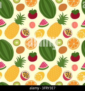 Motif sans couture de fruits exotiques Illustration de Vecteur