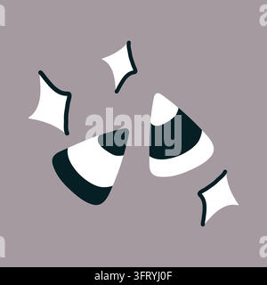 Illustration vectorielle de bonbon de maïs d'Halloween avec des étincelles magiques pour un design d'autocollant saisonnier Illustration de Vecteur