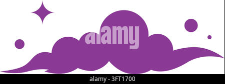 Nuage violet avec éclat décoratif. Illustration météorologique vectorielle plate et fantaisiste sur fond blanc Illustration de Vecteur