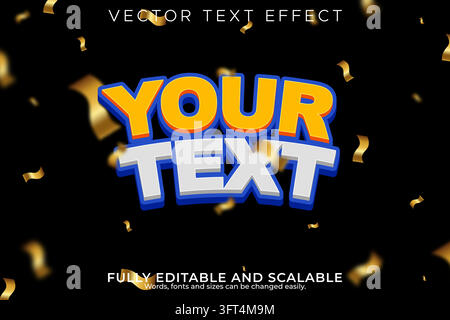 3D Cartoon Gras Souligner Votre Texte Effet de Texte Modifiable Modèle de Typographie Ludique Illustration de Vecteur